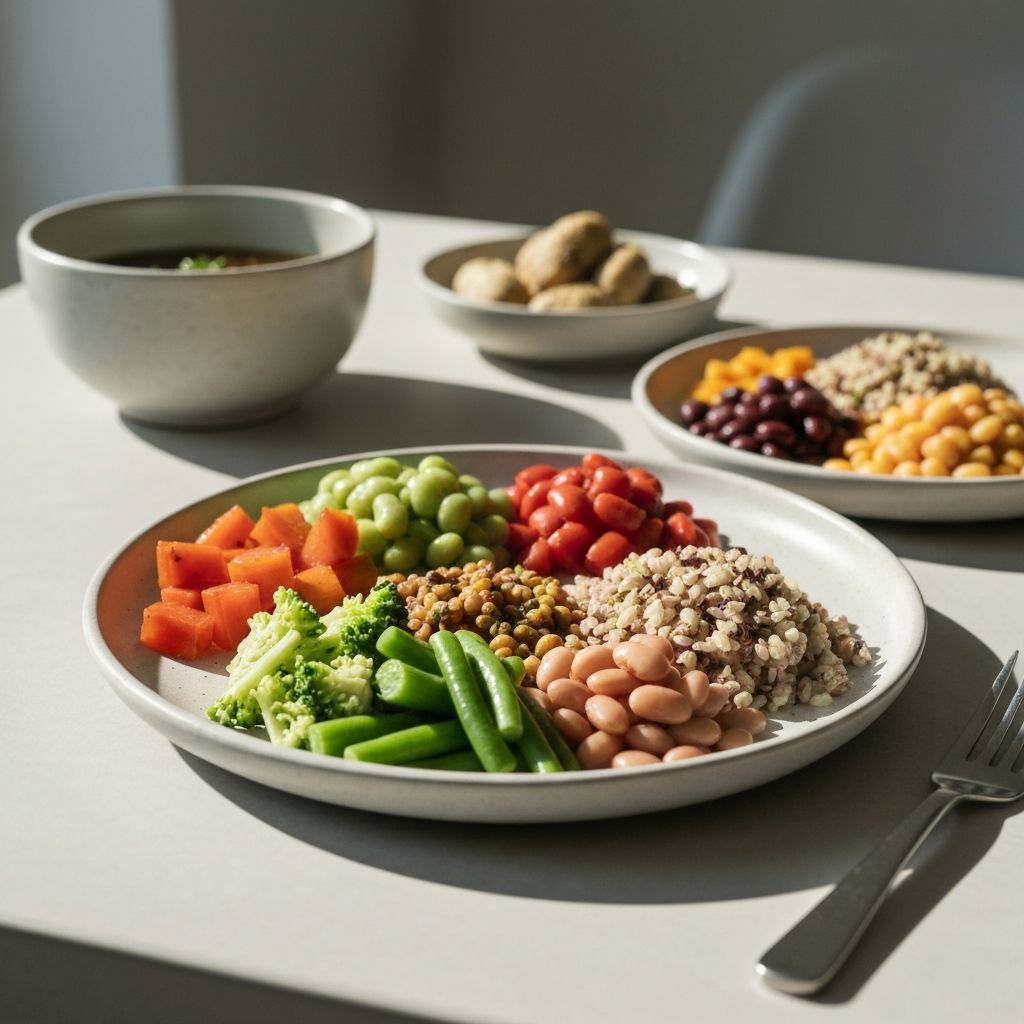 Balanced plate with diverse foods