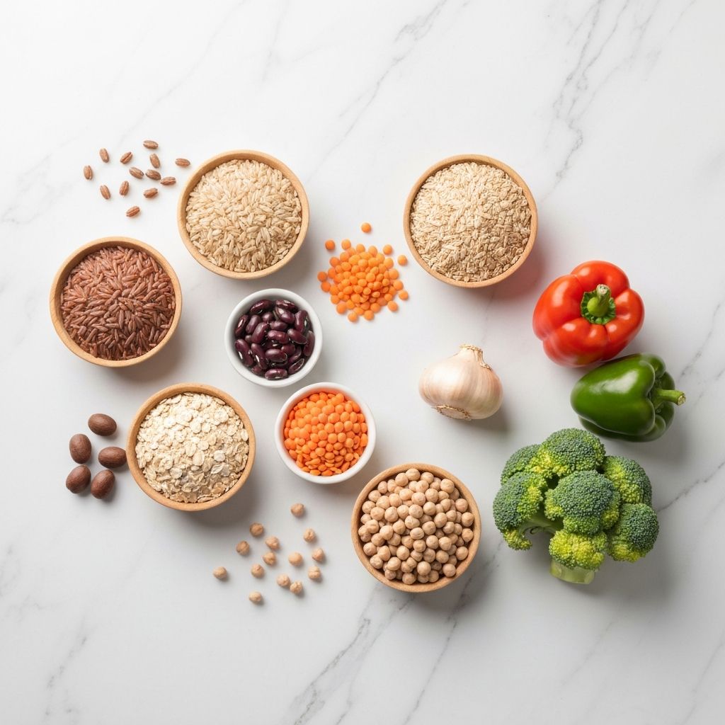 Different carbohydrate sources including grains, legumes, and vegetables